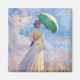 Íman Claude Monet - Mulher com Guarda-Sol virada para a