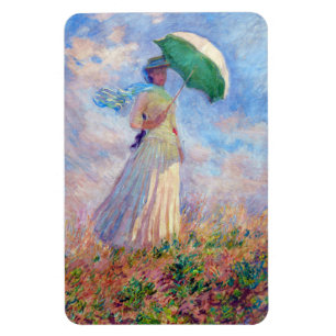 Íman Claude Monet - Mulher com Guarda-Sol virada para a