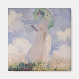 Íman Claude Monet Mulher com Parasol virada para a es