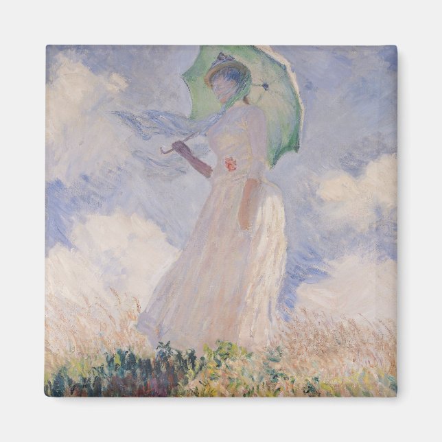 Íman Claude Monet | Mulher com Parasol virada para a es (Frente)