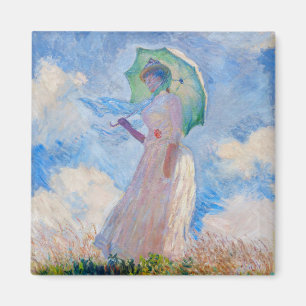 Íman Claude Monet - Mulher com Parasol virada para a es