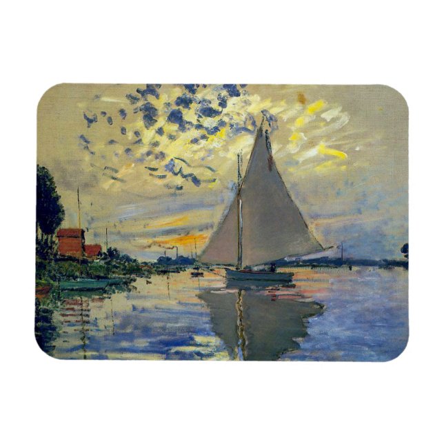 Íman Claude Monet - Navio de vela no Le Petit-Gennevill (Horizontal)