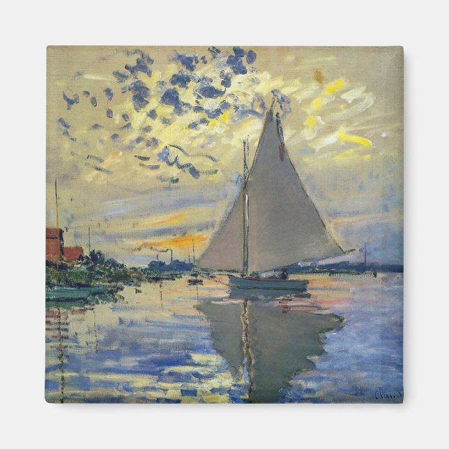 Íman Claude Monet - Navio de vela no Le Petit-Gennevill (Frente)