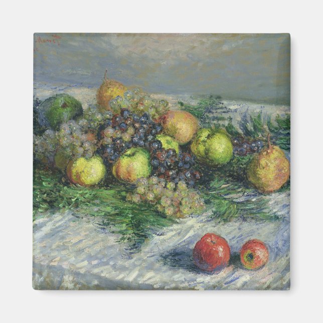 Íman Claude Monet | Vida tranquila com peras e uvas (Frente)