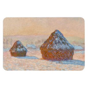 Íman Claude Monet - Wheatstacks, Efeito da Neve, Manhã