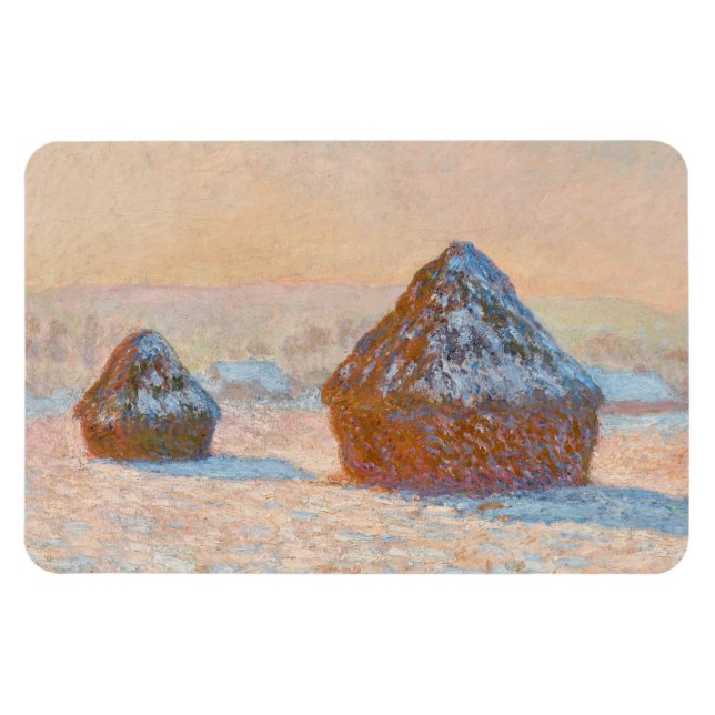 Íman Claude Monet - Wheatstacks, Efeito da Neve, Manhã (Horizontal)