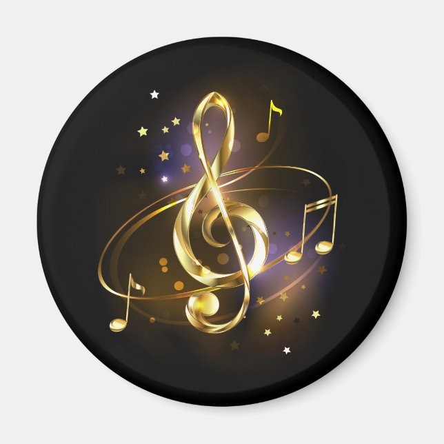 Íman Clave de Sol de Música Dourada (Frente)