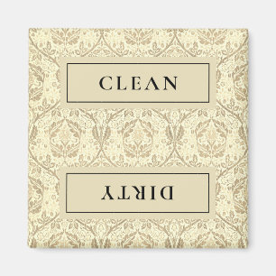 Íman CLEAN DIRTY Sepia Tan Floral Dishwasher