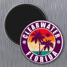Íman Clearwater Beach Flórida Palm Tree Souvenirs 60s
