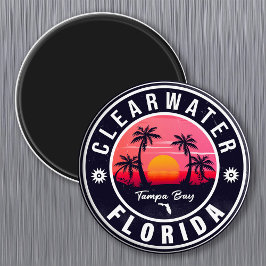Íman Clearwater Florida Beach Retro Sunset Souvenirs