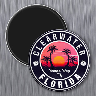 Íman Clearwater Florida Beach Retro Sunset Souvenirs