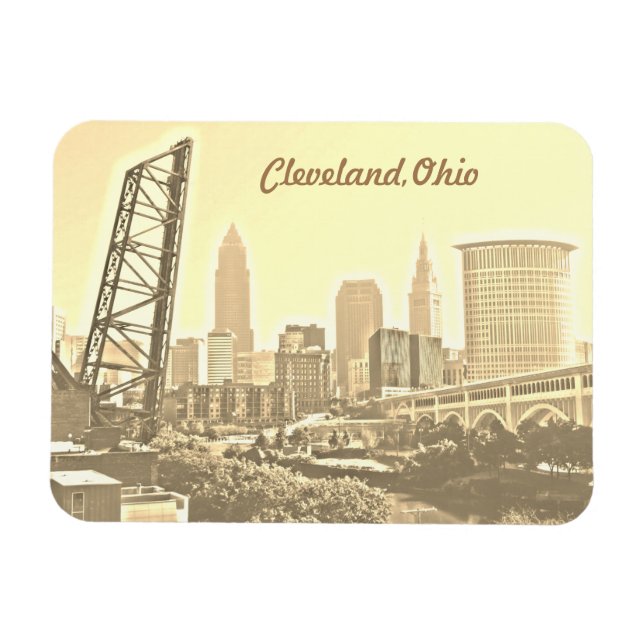 Íman Cleveland Morning Dourada Magnet (Horizontal)