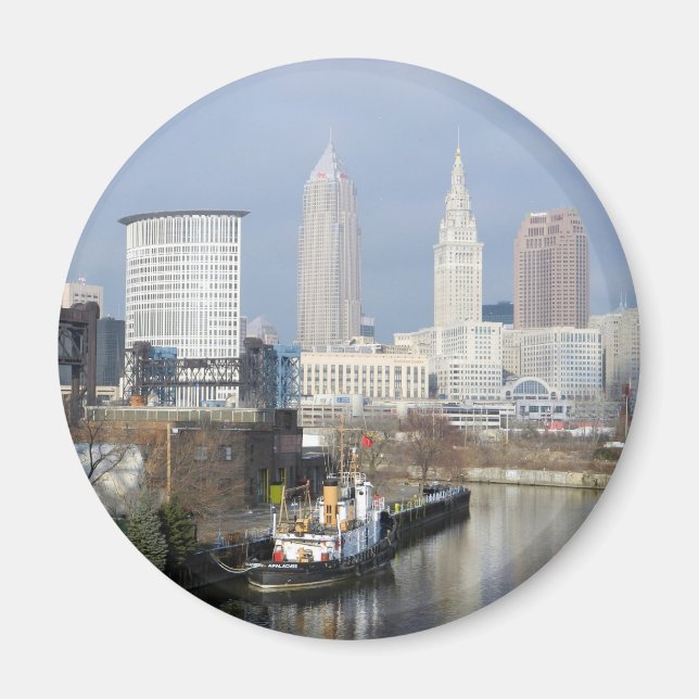 Íman Cleveland OH (River View w/Tugboat) (Frente)
