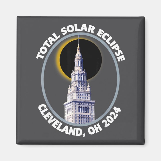 Íman Cleveland Ohio 2024 Caminho do Eclipse Solar Total (Frente)