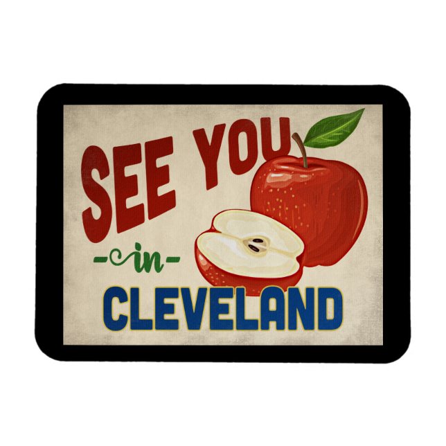 Íman Cleveland Ohio Apple - Viagens vintage (Horizontal)