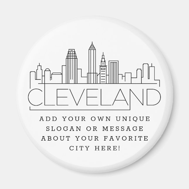 Íman Cleveland Themed | Mensagem de Cidade Personalizad (Frente)