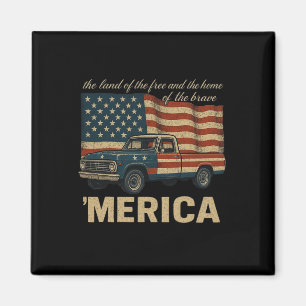 Íman Clic Caminhão Vintage Merica Bandeira Americana EU