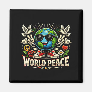 Íman Clic Vintage Mundo Paz Mensagem Amável Inspiradora