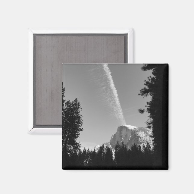 Íman Cliffside Cloud Yosemite Sky Black and White Photo (Front/Back)