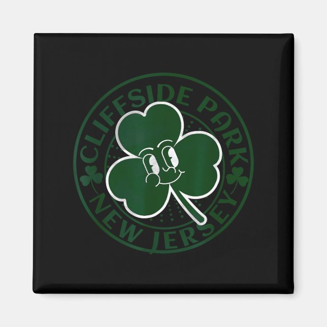 Íman Cliffside Park New Jersey Irish Shamrock Nj Retro  (Frente)