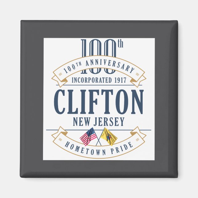 Íman Clifton New Jersey 100th Anniv White _1  (Frente)