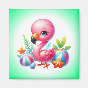 Íman Clipart de Cartoon de Flamingo em Aquarela
