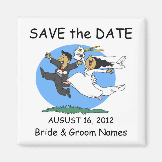 Íman Clipart de Casal Feliz de Casamento imã salve a da (Frente)