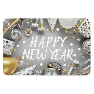 Íman Clipart de Festa de Ano Novo Dourado