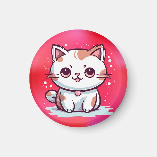 Íman Clipart de Gato Fofo Estilo Kawaii (Frente)