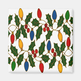 Íman Cloisonne Art Christmas Lights and Holly