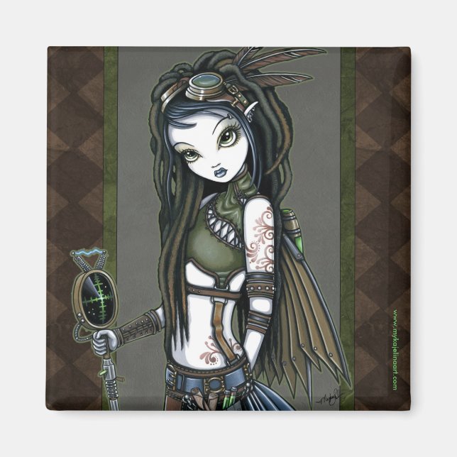 Íman "Cloud Burst" Steampunk Aviatrix Fairy Magnet (Frente)