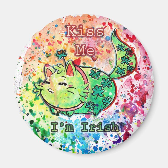 Íman Clover Kitten me beija Eu sou irlandês (Frente)