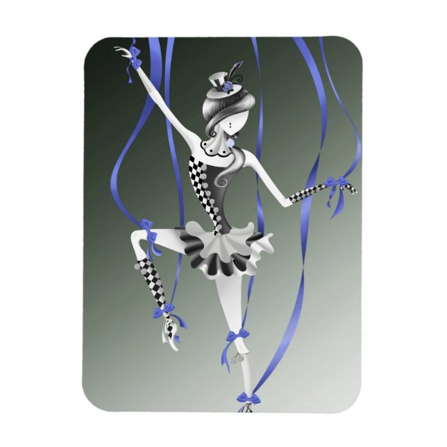 Íman Clown Puppet Ballerina Blue Ribbon Fridge Magnet (Vertical)