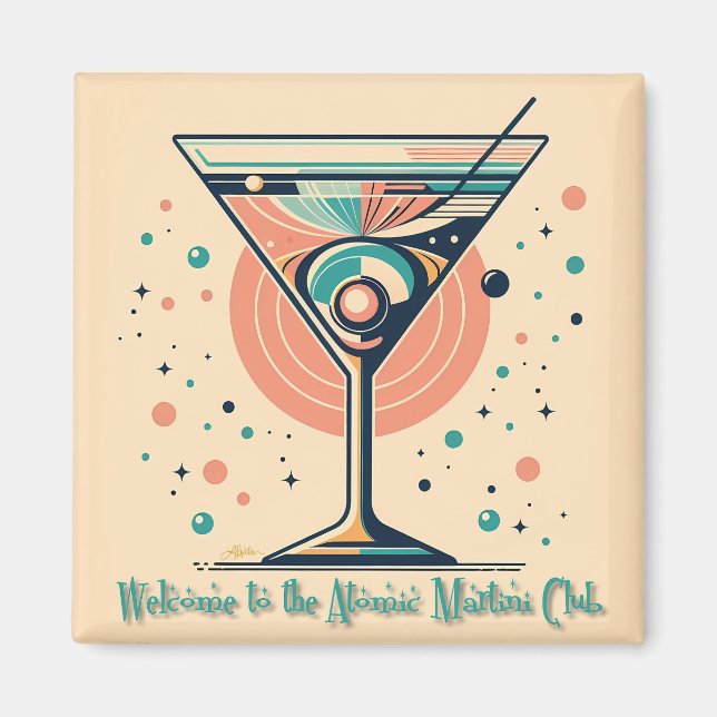Íman Clube da Martini Atômica Retro Futurista Idade Esp (Frente)