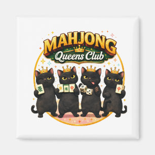 Íman Clube das Rainhas do Mahjong Gatos Pretos Fofos
