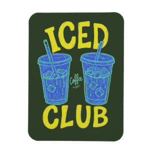 Íman Clube de Café Gelado Azul Amarelo de Verão Amante