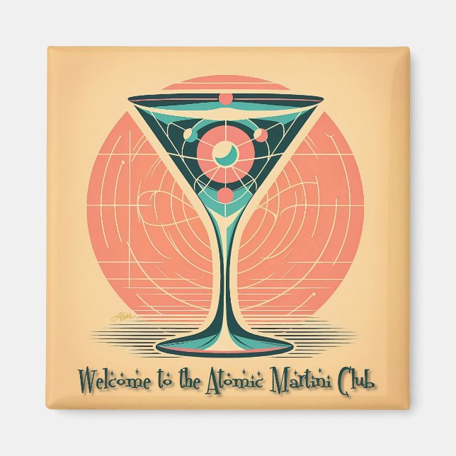 Íman Clube de Coquetel Martini Atômico de Entrelaçament (Frente)