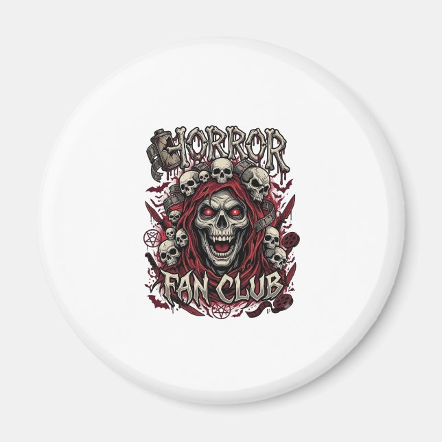Íman Clube de Fãs de Terror Capuz Vermelho Caveira Grit (Frente)