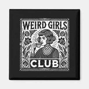 Íman Clube de Garotas Estranhas Linocut Vintage Retrove