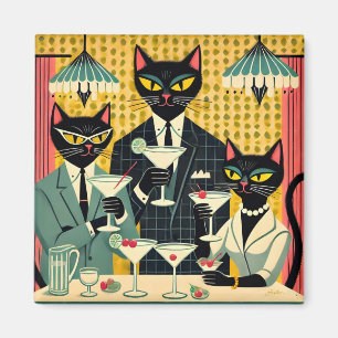 Íman Clube de Martini de Gato Preto Futurista Retro