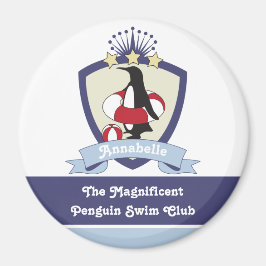 Íman Clube Personalizado de Nadação Crest Cute Penguin 
