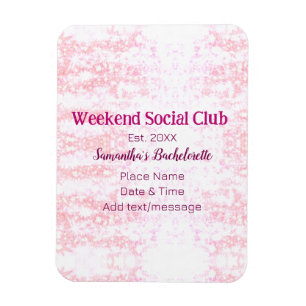 Íman Clube social de fim de semana rosa brilho despedid