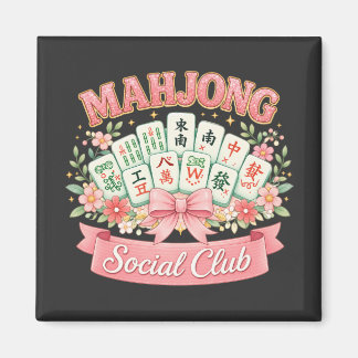 Íman Clube Social de Mahjong Laço Floral Rosa