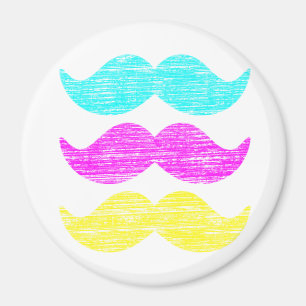 Íman CMY Mustaches (estilo letterpress)