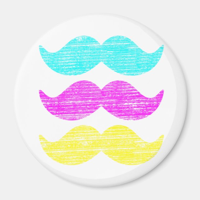 Íman CMY Mustaches (estilo letterpress) (Frente)