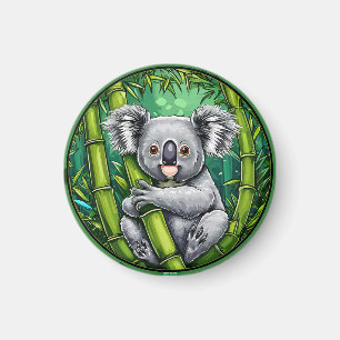 Íman Coala Adorável Abraçando Caule de Bambu