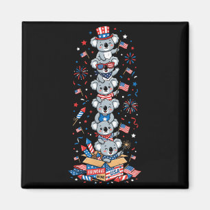 Íman Coala Engraçado Bandeira Americana EUA Dia da Memó