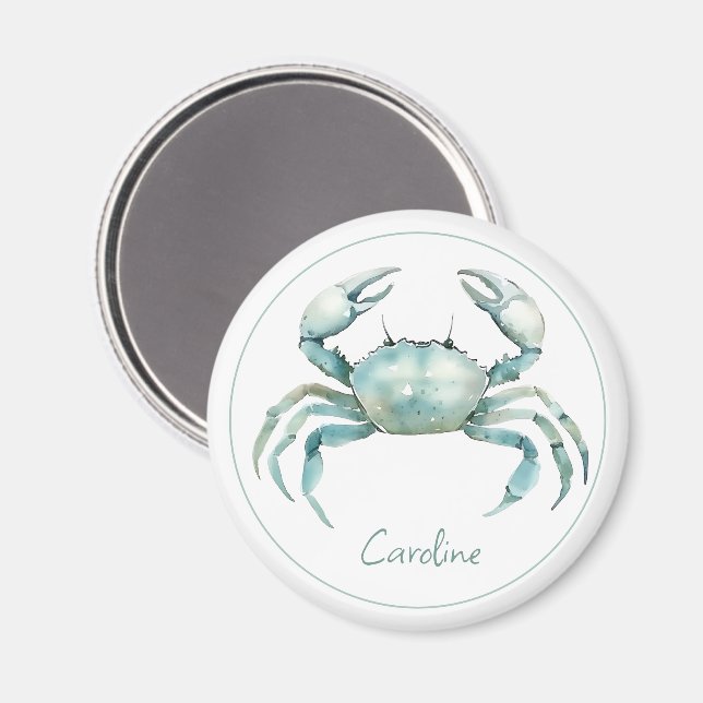 Íman Coastal Watercolor Crab Personalized (Front/Back)