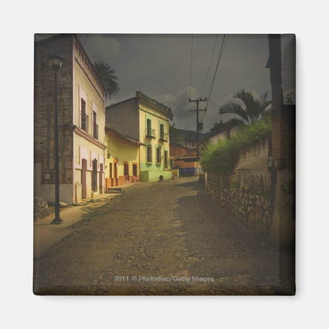 Íman Cobblestone Road e edifícios amarelos no México (Frente)