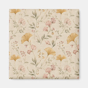 Íman Cobertura de Blank Floral Vintage Mostarda Botânic
